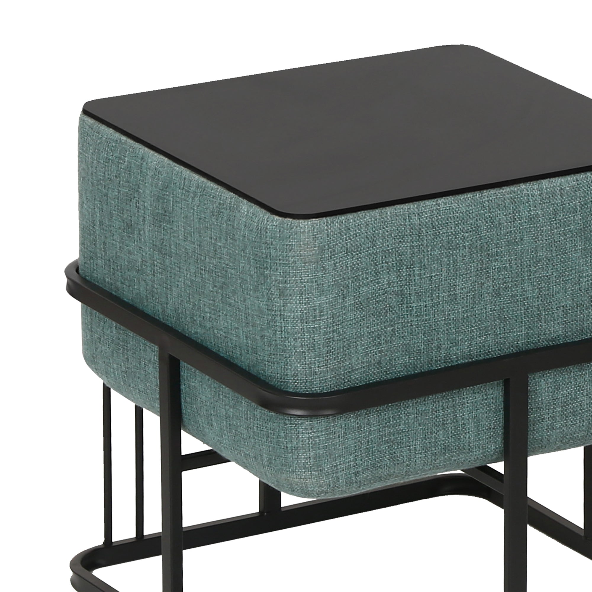 Set 2 Pouf TAS Reversibili Impilabili Seduta Imbottita e Piano Rigido Rettangolare 38x38x38 cm Verde [en.casa]