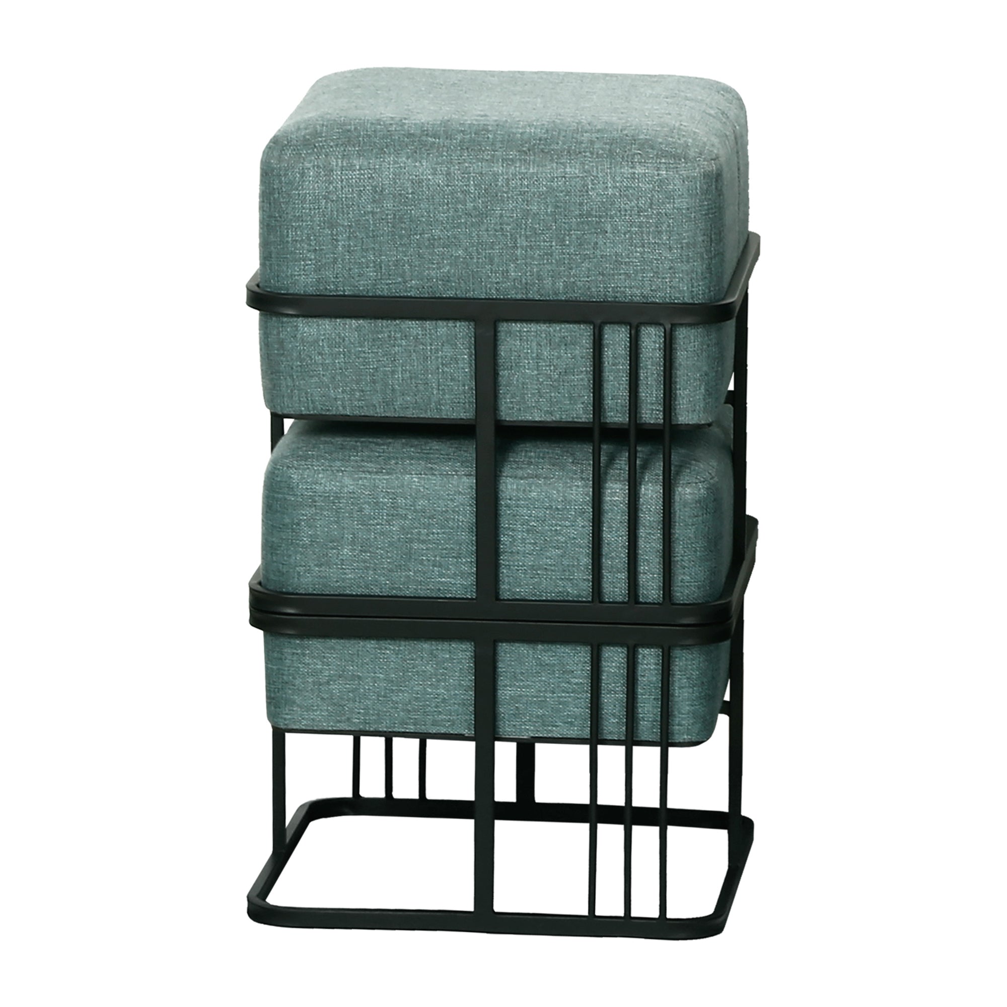 Set 2 Pouf TAS Reversibili Impilabili Seduta Imbottita e Piano Rigido Rettangolare 38x38x38 cm Verde [en.casa]