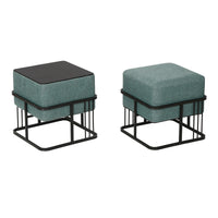 Set 2 Pouf TAS Reversibili Impilabili Seduta Imbottita e Piano Rigido Rettangolare 38x38x38 cm Verde [en.casa]