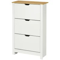 Mobile Scarpiera a 3 Scomparti, 18 Paia di Scarpe, 72 cm x 26 cm x 112 cm, Bianco e Marrone