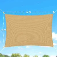 Tenda a Vela Parasole Rettangolare 4 x 6m, Tenda da Sole Protezione Raggi UV in HDPE 185g/㎡, Giallo