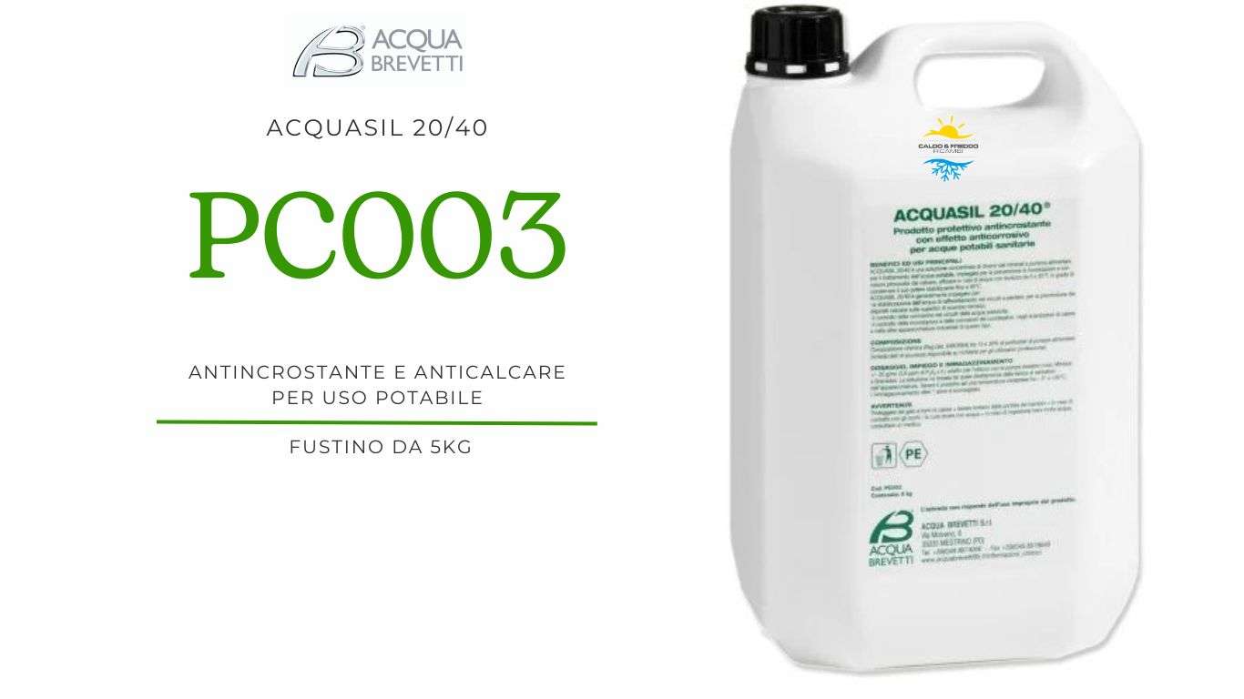 Acquasil 20/40 tanica 5 kg anticorrosivo ed antincrostante pompe minidos e bravodos PC003 acquabrevetti