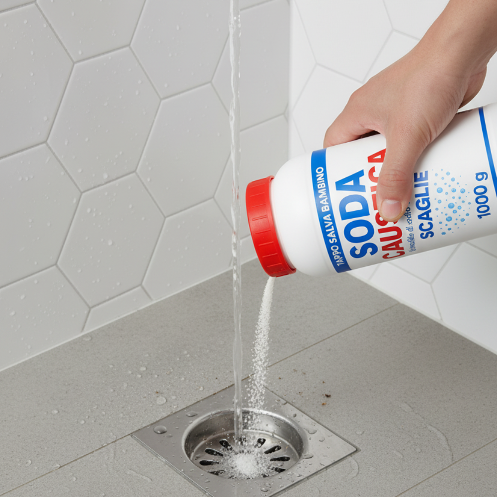 Soda caustica in scaglie per pulizia e sgrassaggio formato 1 kg