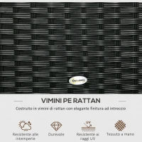 Baule da Giardino in Rattan e Acciaio con Coperchio, 95x60x53cm, Nero