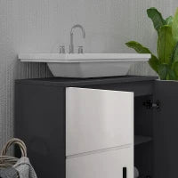 kleankin Mobile Sottolavabo Bagno in Legno con Armadietto 2 Ante, 60x30x60cm, Grigio