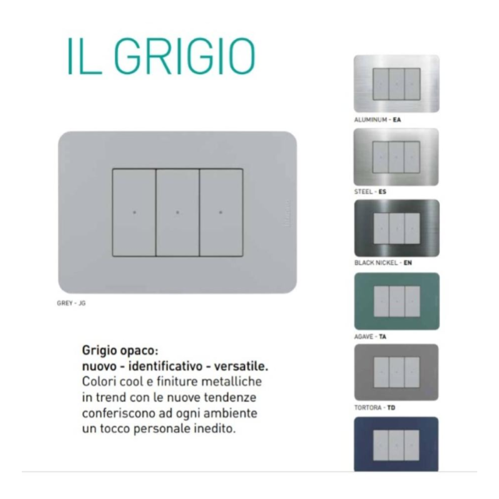 bticino serie matixgo deviatore assiale unipolare illuminabile 10ax 250vac *** colore grigio, confezione 1