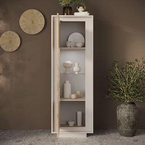 Vetrina a 1 Anta Linea SKY L 67 Cm x H 197 Cm x P 40 Cm, realizzata in legno 100% MADE IN ITALY, design moderno per cucina, sala da pranzo, soggiorno colore Cashmere/Cadiz
