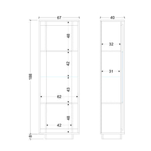 Vetrina a 1 Anta Linea SKY L 67 Cm x H 197 Cm x P 40 Cm, realizzata in legno 100% MADE IN ITALY, design moderno per cucina, sala da pranzo, soggiorno colore Lava/Cadiz