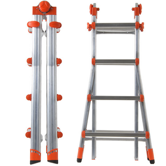 Scala multifunzione telescopica 4 + 4 in alluminio en131-4 d.lgs. 81/08