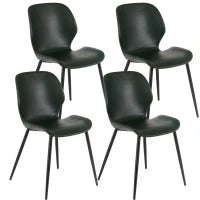 E-STYLO Sedia da pranzo in soft touch verde scuro e gambe in metallo nero, 55cm X 45cm H. 83cm.