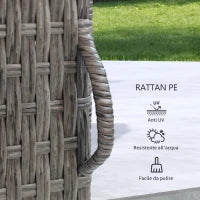 Armadio da Giardino in Rattan PE con 2 Vani, 60x63x120cm, Grigio