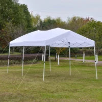 Gazebo Pieghevole 6x3m, Richiudibile e Pop up da Giardino in Acciaio e Tessuto Bianco, per Eventi o Campeggio con Borsa da Viaggio