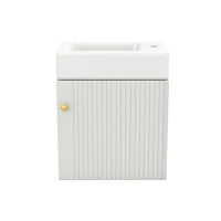 Mobile da bagno con lavabo e mobiletto sottolavabo sospeso, con spazio contenitore, 46x26x56 cm, Bianco
