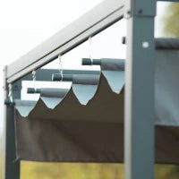 Gazebo Pergola da Giardino 3x2m con Telo Scorrevole in Metallo e Poliestere, Grigio e Nero