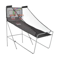 Canestri Basket con Tabellone LED, 4 Palloni e 8 Modalità di Gioco, 205x110x205 cm, Bianco e Nero