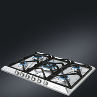 Smeg srv576gh5 piano cottura gas 70/75 cm 5 fuochi estetica contemporanea griglie in ghisa