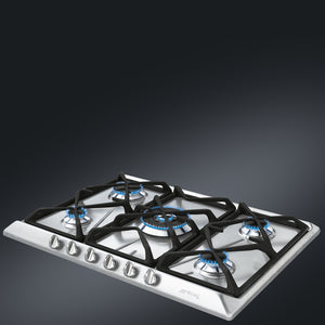 Smeg srv576gh5 piano cottura gas 70/75 cm 5 fuochi estetica contemporanea griglie in ghisa