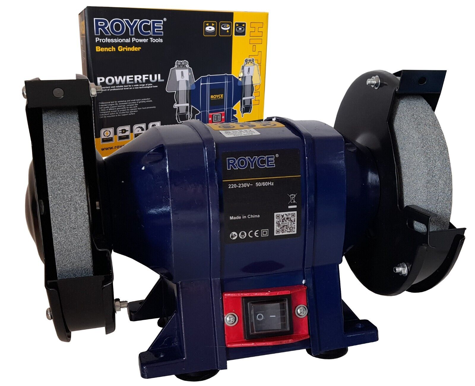 Smerigliatrice mola da banco 250W 2 dischi pietre 150mm professionale RBG-150