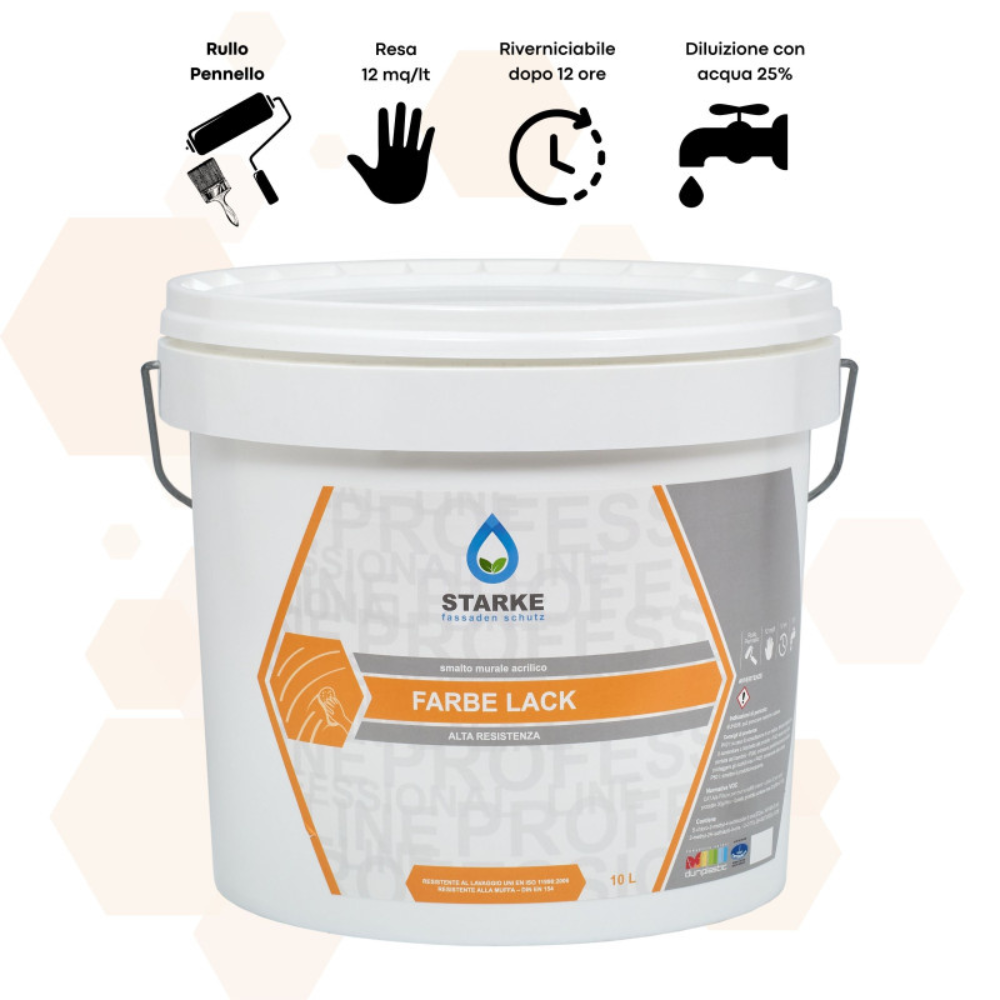 Farbe lack smalto murale acrilico bianco satinato alta resistenza smacchiabile *** formato 10 lt, confezione 1