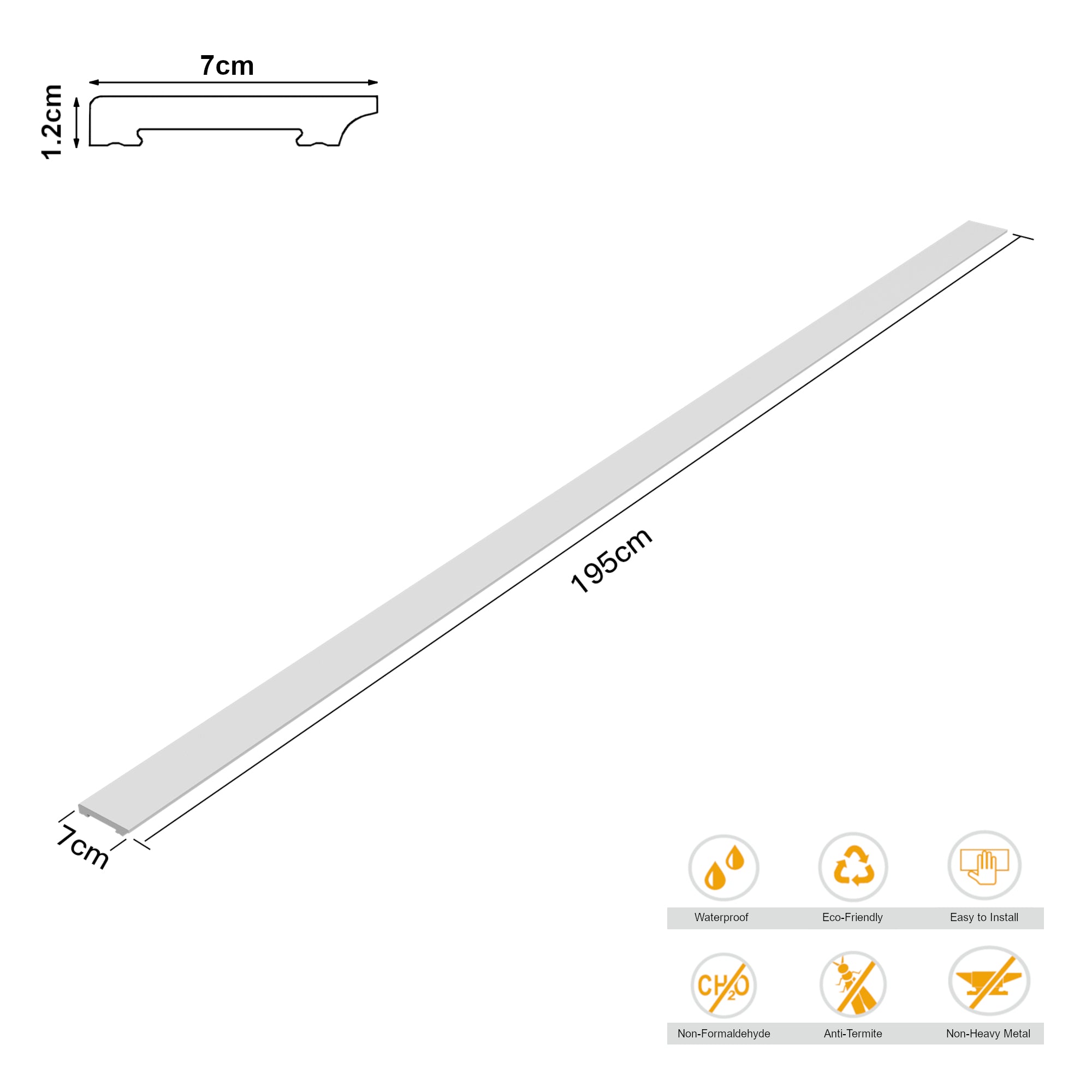 Set Coevorden 8 Profili di Battiscopa in Polistirolo Bianco 195 x 7 x 1,2 cm [neu.haus]