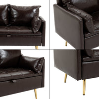 Divano Sysmä in Similpelle con Contenitore a Ribalta - Moka scuro [en.casa]