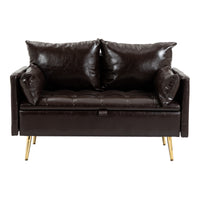 Divano Sysmä in Similpelle con Contenitore a Ribalta - Moka scuro [en.casa]