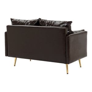 Divano Sysmä in Similpelle con Contenitore a Ribalta - Moka scuro [en.casa]