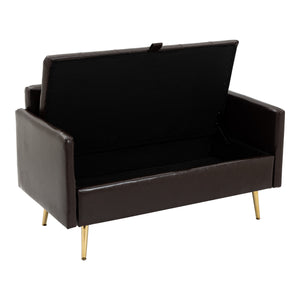 Divano Sysmä in Similpelle con Contenitore a Ribalta - Moka scuro [en.casa]