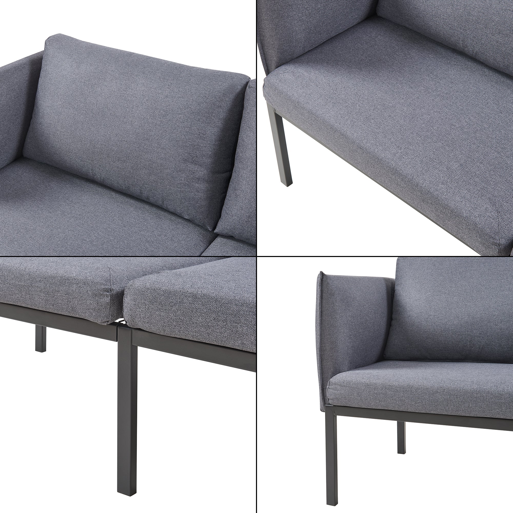 Divano a 2 Posti Kamar Imbottito con Cuscini - Grigio Scuro [en.casa]