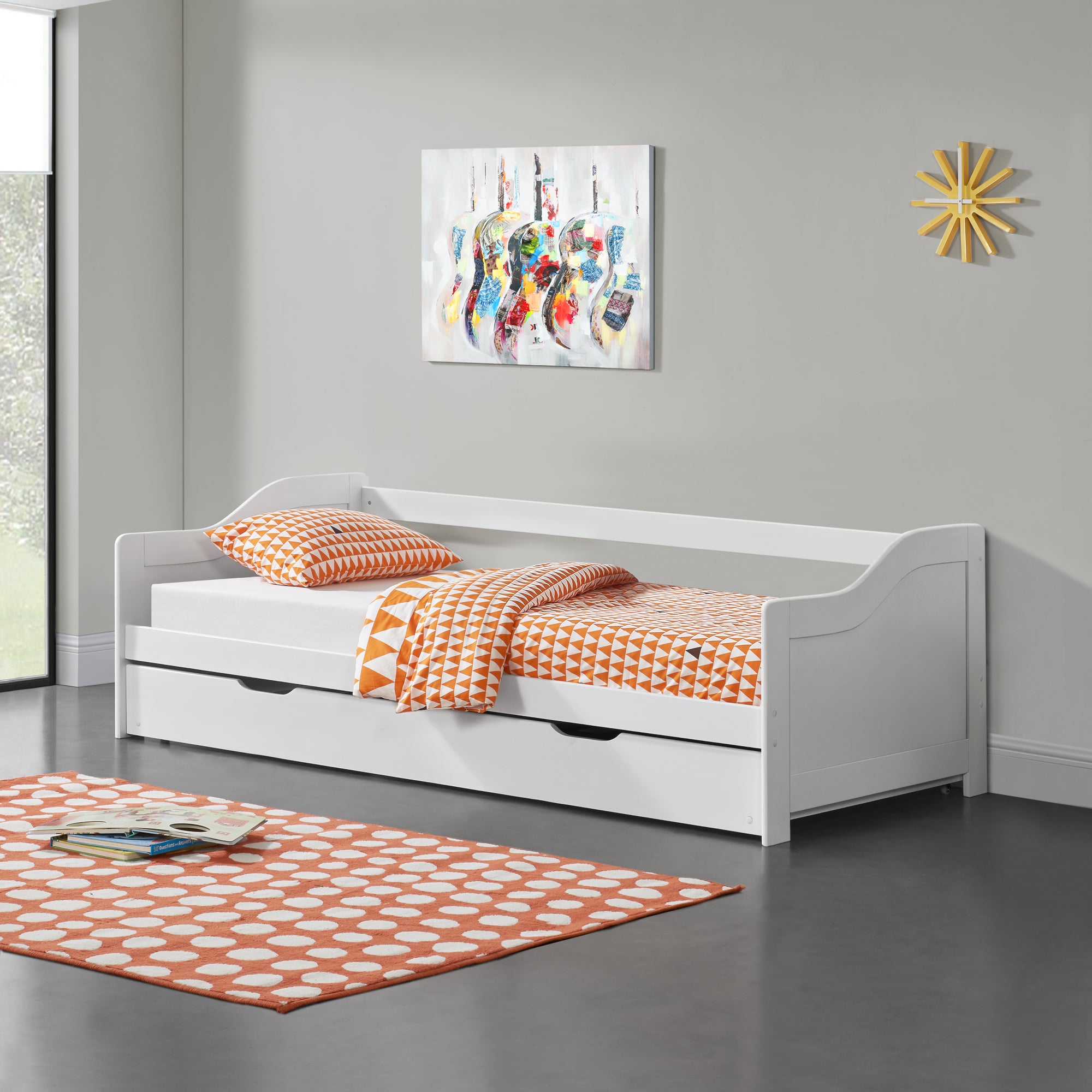 Divano con Letto Estraibile 90x200 cm - Bianco [en.casa]