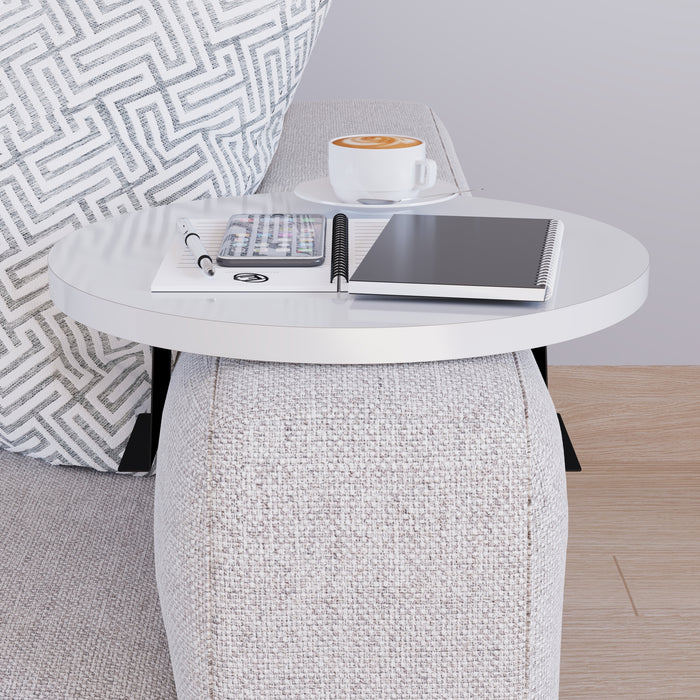 Tavolino Bracciolo Kuleskyd per Poltrona Divano - Bianco [en.casa]