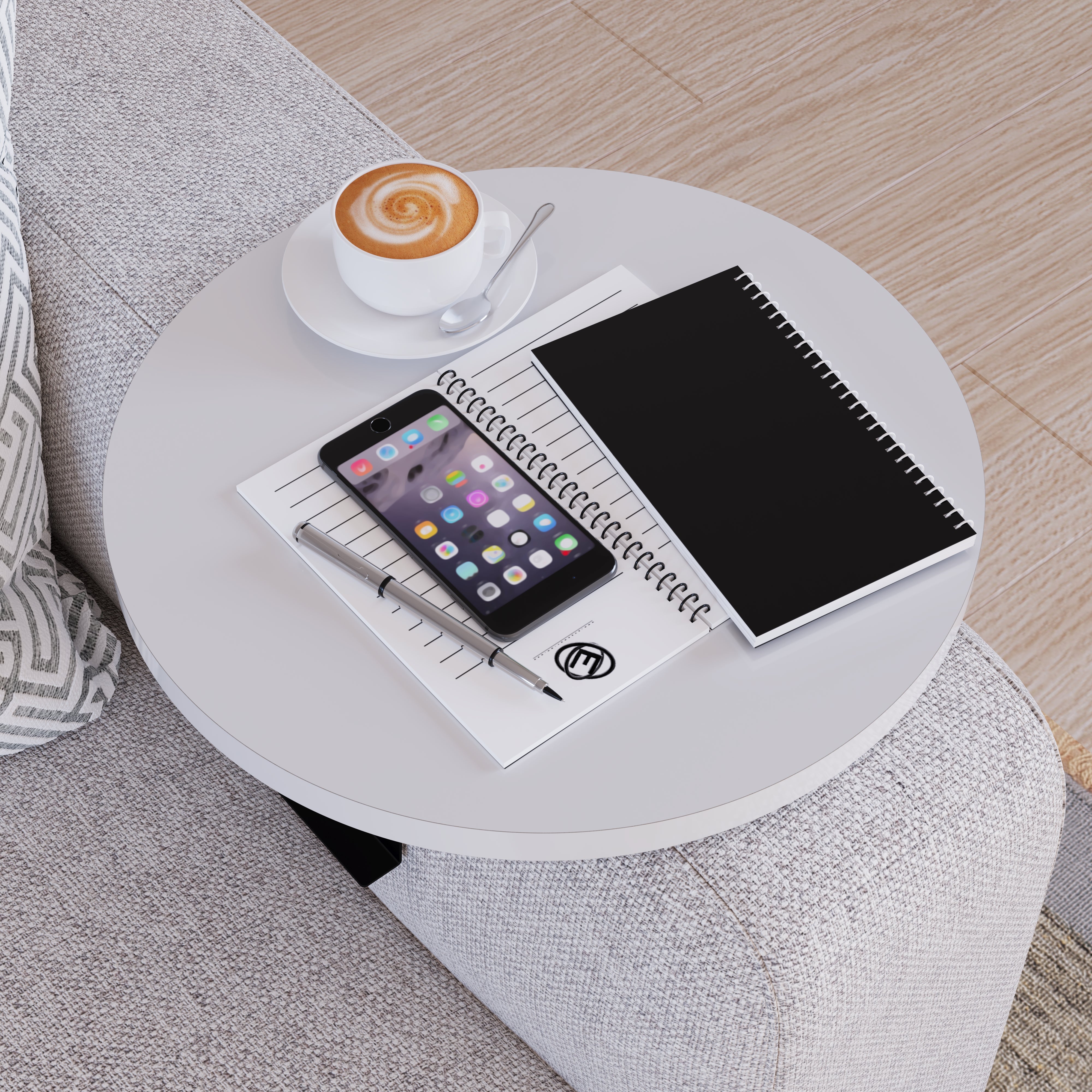 Tavolino Bracciolo Kuleskyd per Poltrona Divano - Bianco [en.casa]