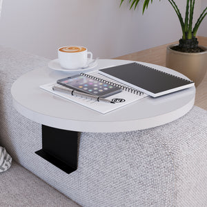 Tavolino Bracciolo Kuleskyd per Poltrona Divano - Bianco [en.casa]