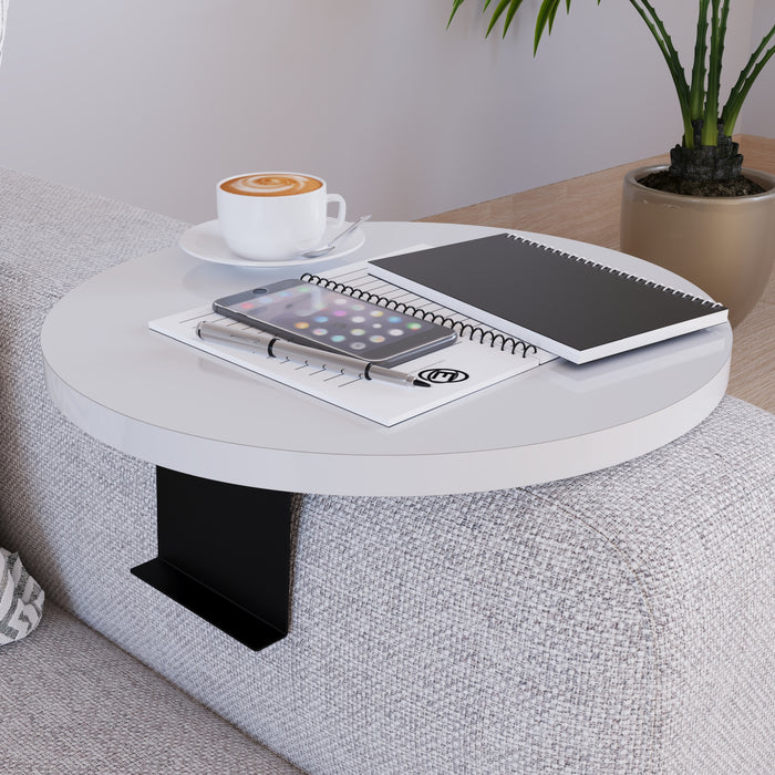 Tavolino Bracciolo Kuleskyd per Poltrona Divano - Bianco [en.casa]