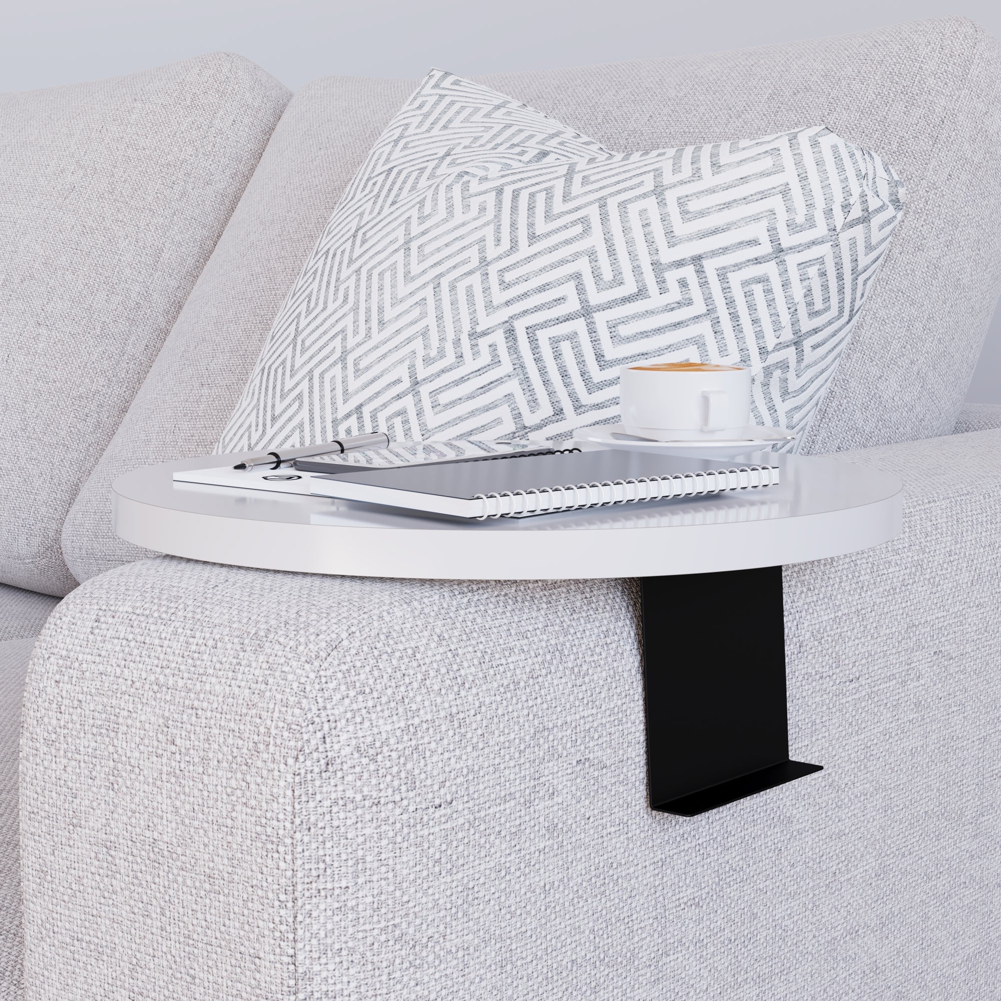 Tavolino Bracciolo Kuleskyd per Poltrona Divano - Bianco [en.casa]