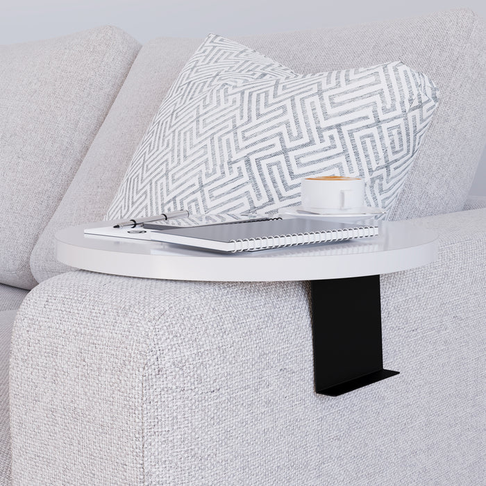 Tavolino Bracciolo Kuleskyd per Poltrona Divano - Bianco [en.casa]