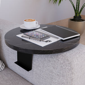 Tavolino Bracciolo Kuleskyd per Poltrona Divano - Effetto Marmo Nero [en.casa]