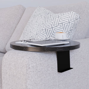 Tavolino Bracciolo Kuleskyd per Poltrona Divano - Effetto Marmo Nero [en.casa]