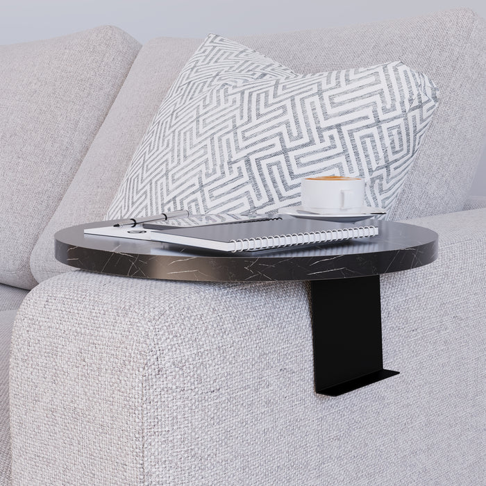 Tavolino Bracciolo Kuleskyd per Poltrona Divano - Effetto Marmo Nero [en.casa]