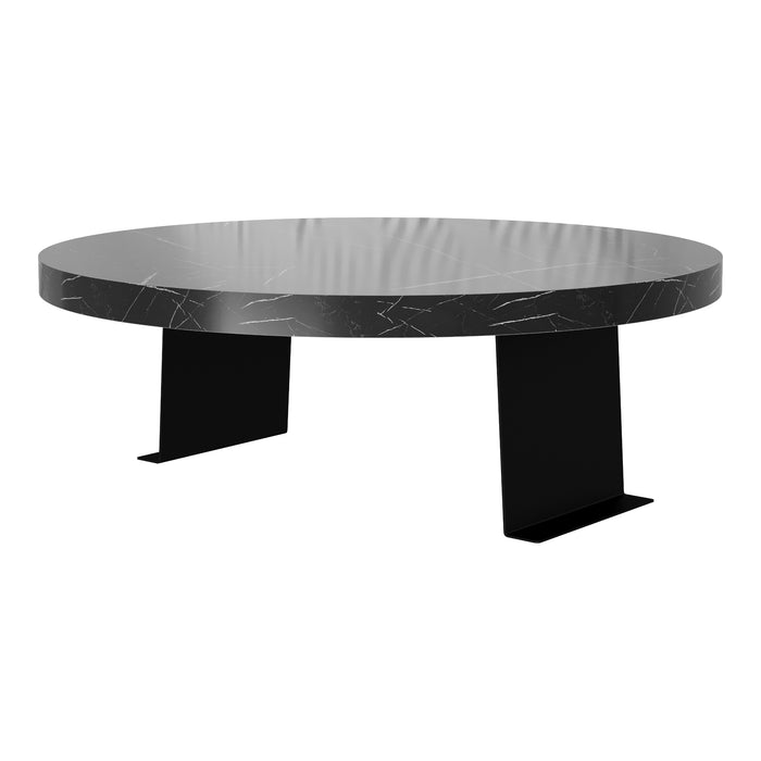 Tavolino Bracciolo Kuleskyd per Poltrona Divano - Effetto Marmo Nero [en.casa]