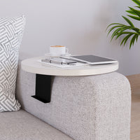 Tavolino Bracciolo Kuleskyd per Poltrona Divano - color Crema [en.casa]