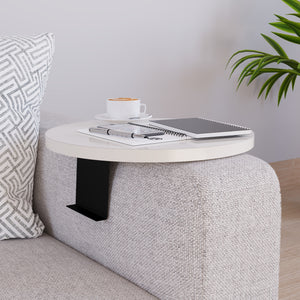 Tavolino Bracciolo Kuleskyd per Poltrona Divano - color Crema [en.casa]