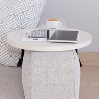 Tavolino Bracciolo Kuleskyd per Poltrona Divano - color Crema [en.casa]