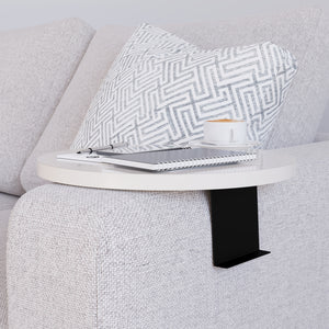 Tavolino Bracciolo Kuleskyd per Poltrona Divano - color Crema [en.casa]