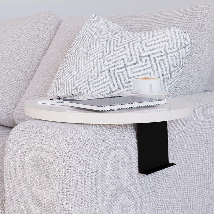 Tavolino Bracciolo Kuleskyd per Poltrona Divano - color Crema [en.casa]