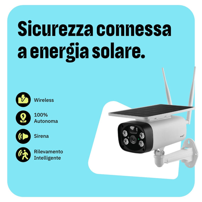 OMAJIN by Netatmo, Telecamera Wi-Fi Esterno Senza Fili a Batteria, con Pannello Solare, visione notturna HD, sirena da 105 dB, rilevamento persone/movimenti/suoni, 2 Vie Audio, IP55, WIFI 2.4, OSC-01