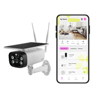 OMAJIN by Netatmo, Telecamera Wi-Fi Esterno Senza Fili a Batteria, con Pannello Solare, visione notturna HD, sirena da 105 dB, rilevamento persone/movimenti/suoni, 2 Vie Audio, IP55, WIFI 2.4, OSC-01