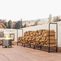 Portalegna da 1m³ Regolabile con Telo Impermeabile in PE, in Metallo, 300x36x99 cm, Nero e Verde Scuro