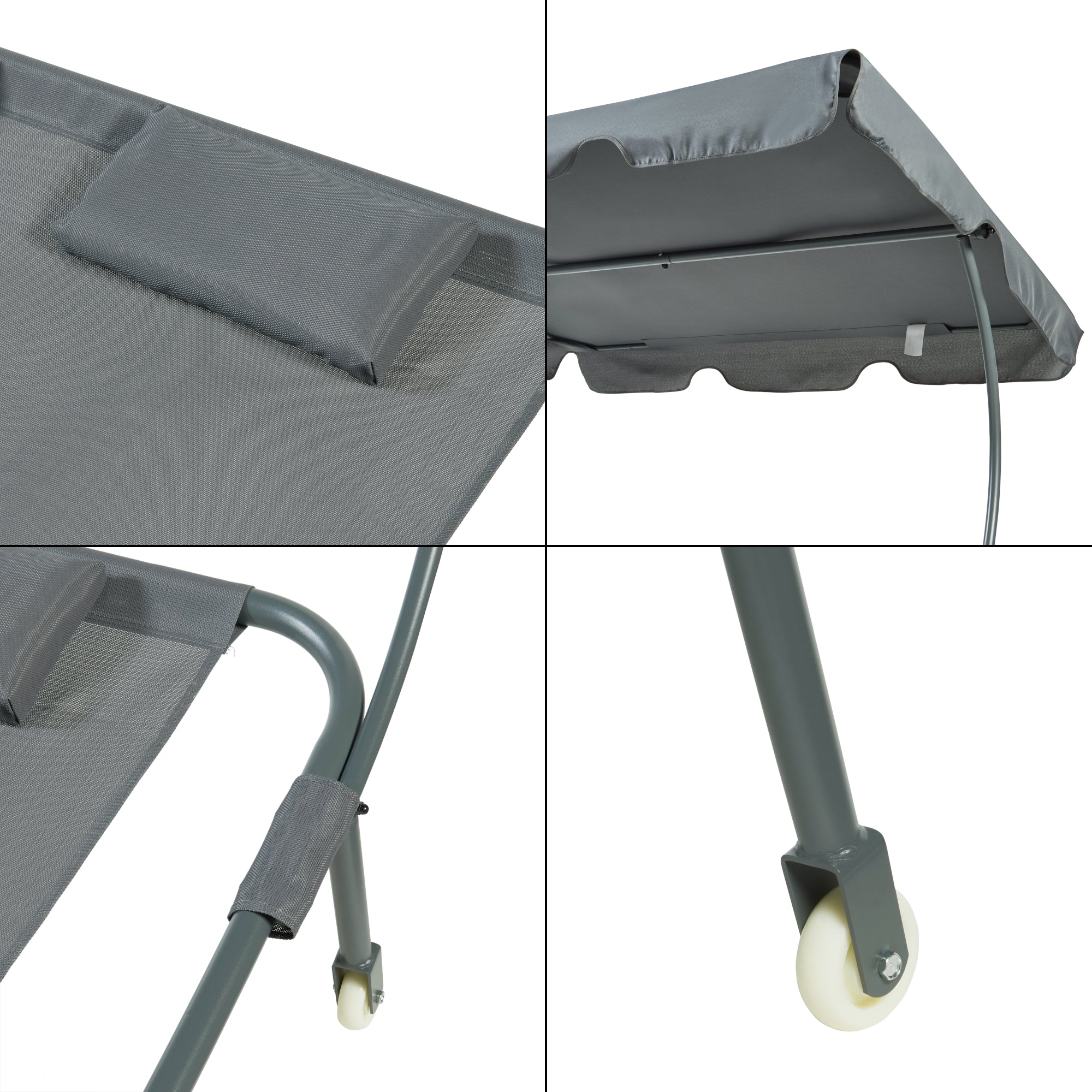 Lettino Prendisole Avigliano con Tettuccio Parasole Regolabile - Grigio casa.pro