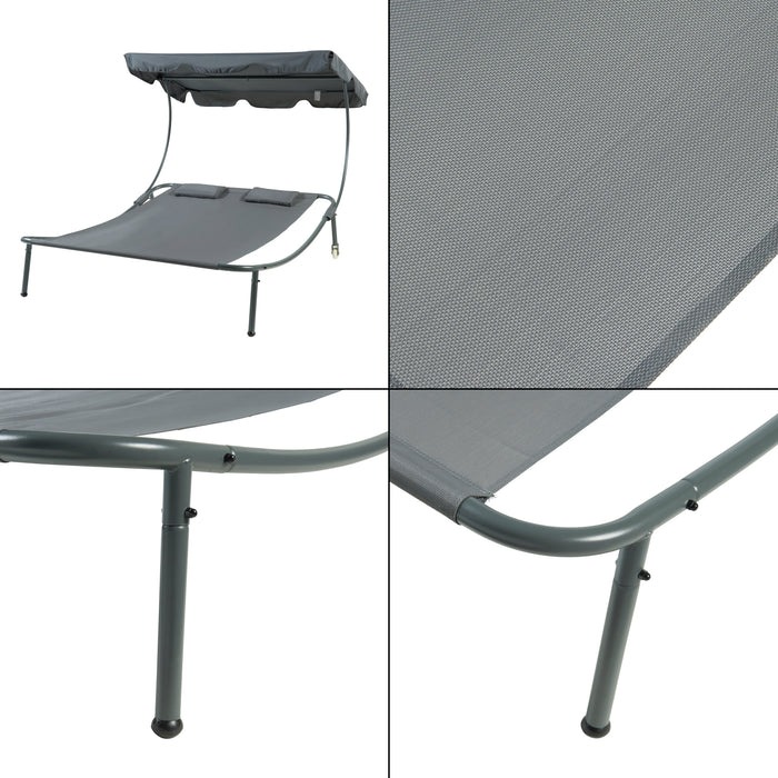 Lettino Prendisole Avigliano con Tettuccio Parasole Regolabile - Grigio casa.pro